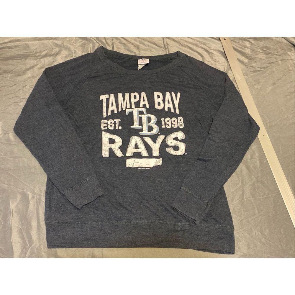 Tampa Bay Rays Sweater Womens Extra Large MLB Baseball Wide Neck Sweatshirt